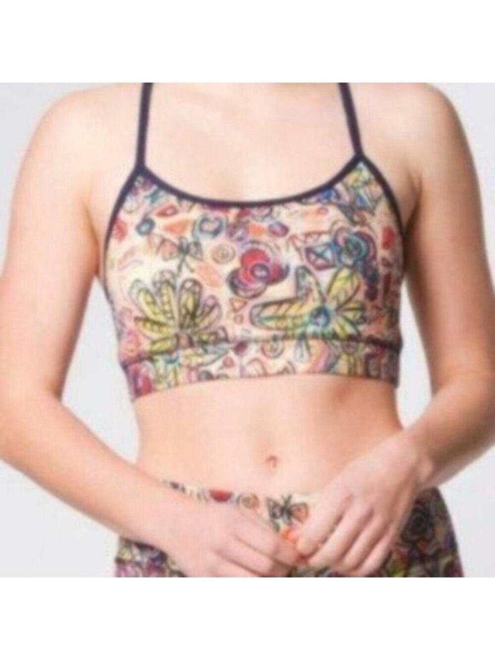 Joriki Women's Multicolor Abstract Floral Print Strappy Yoga Bra Top Size XS